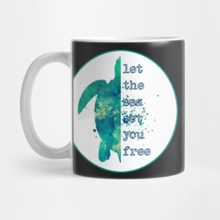 Sea Turtle Blue and Green Artistic Watercolor Quote Sticker Mug